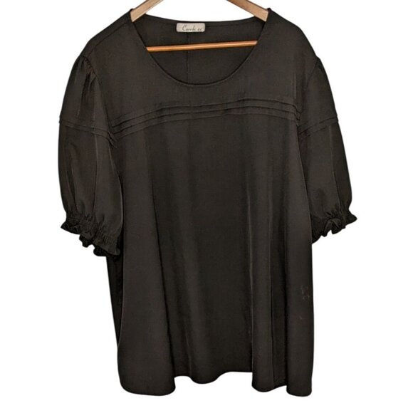Carrdc Womens Black Short Sleeve Blouse 4X Polyester/Spandex Plus Size - Picture 1 of 10